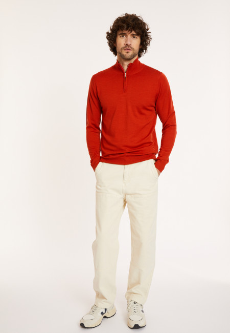 Trucker neck sweater with logo in merino wool - Ryan