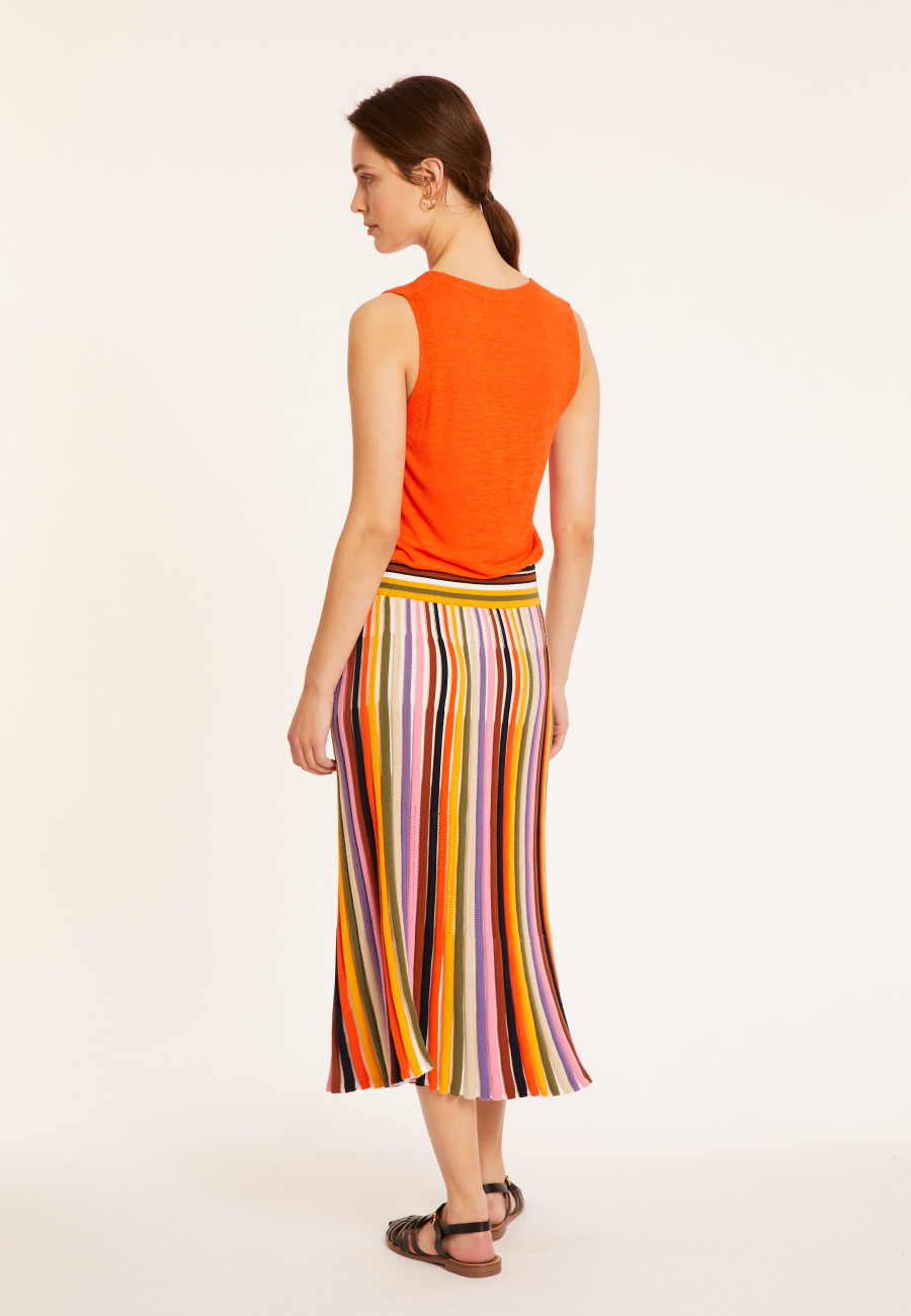 Multicolored pleated skirt in organic cotton - Merle