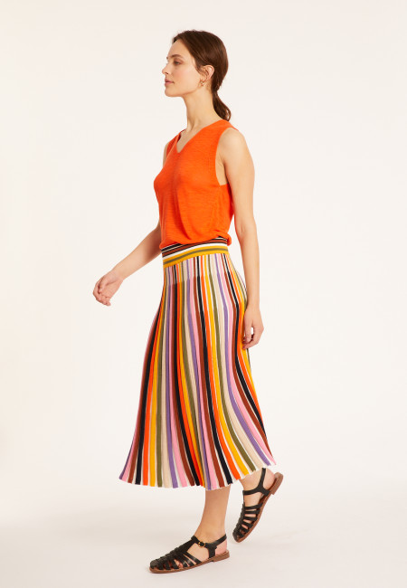 Multicolored pleated skirt in organic cotton - Merle