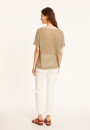 T-shirt ajouré en lin col V - Marguerite 8113 - 83 Kaki