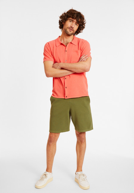 Short-sleeved brushed cotton shirt - Dominique