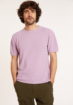 T-shirt col rond en coton brossé - Don 8091 lilas - 17 Violet