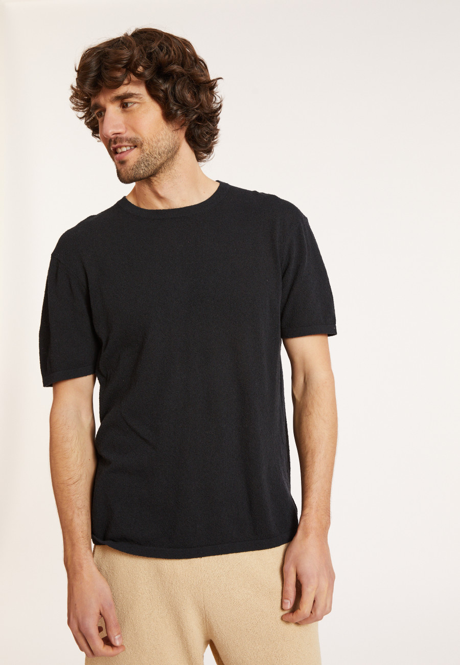T-shirt col rond en coton brossé - Don 8010 noir - 01 Noir