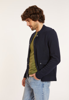 Veste zippée à poches en coton - Dalil 8040 - 05 Bleu marine