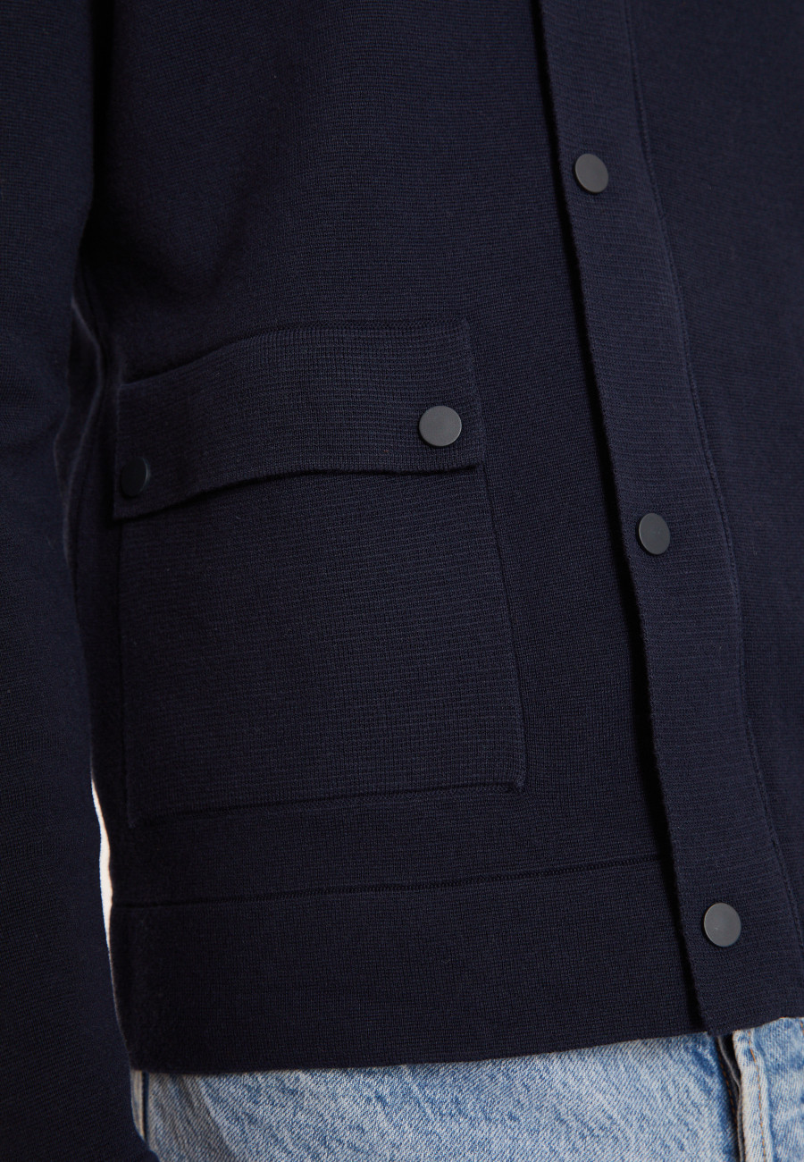 Veste zippée à poches en coton - Dalil 8040 - 05 Bleu marine