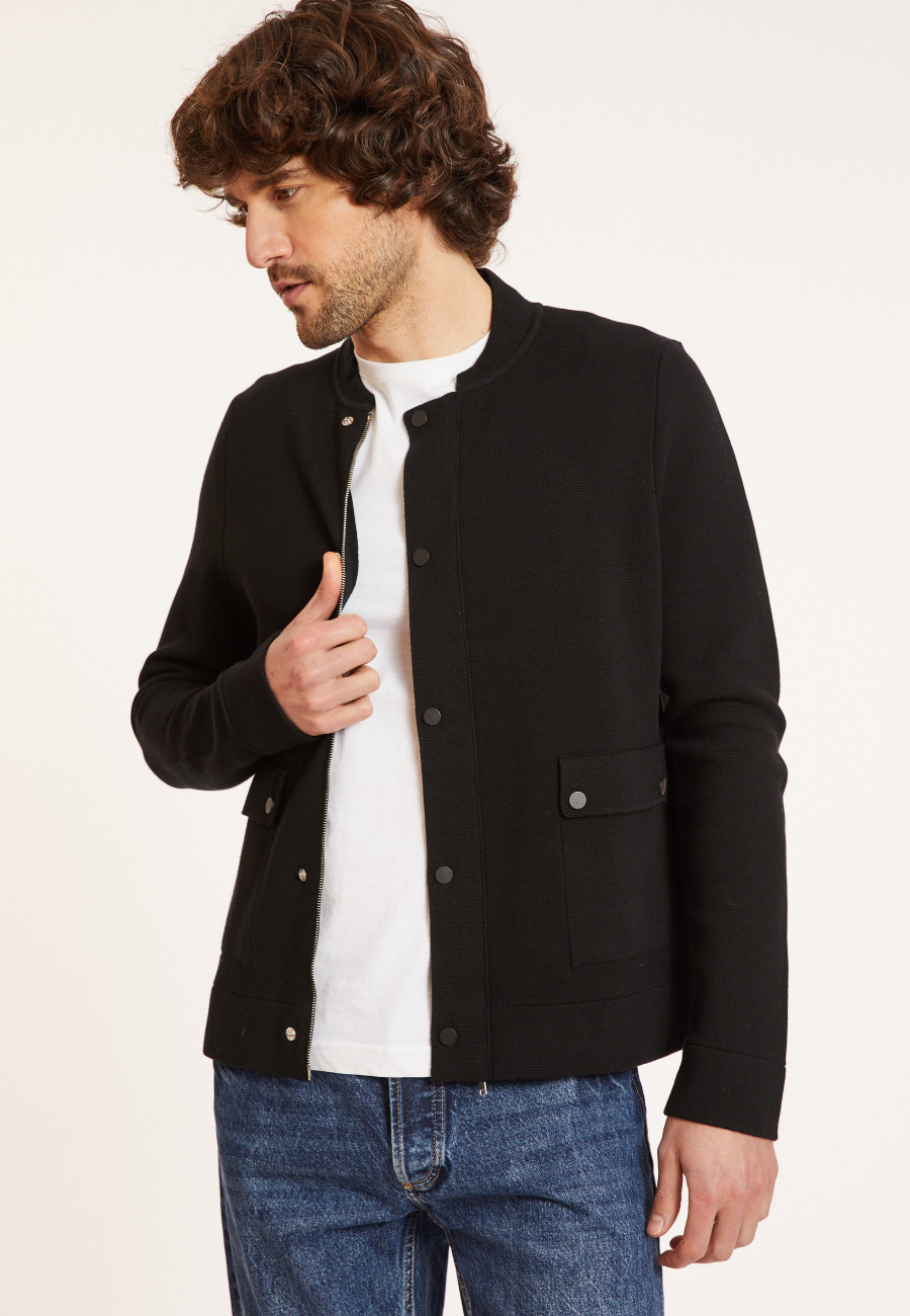 Veste zippée à poches en coton - Dalil 8010 - 01 Noir