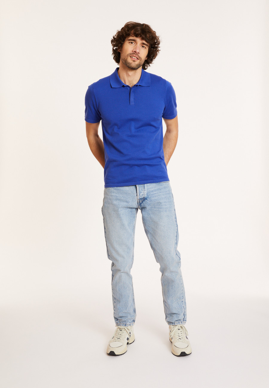 Polo en coton bio - Domino 8041 majorelle - 03 Bleu foncé