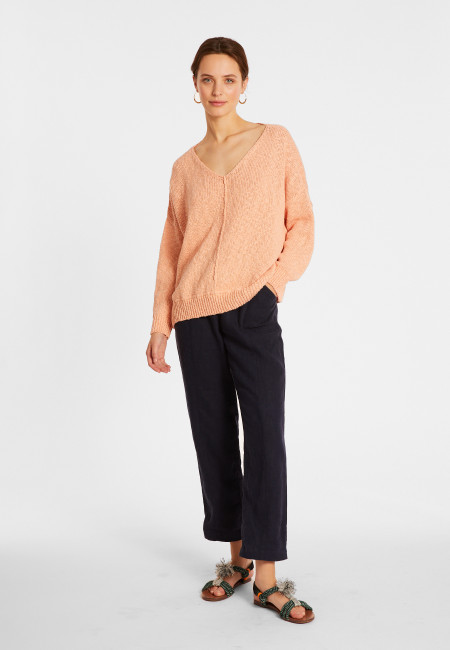 Loose cotton and linen jumper - Nathalie