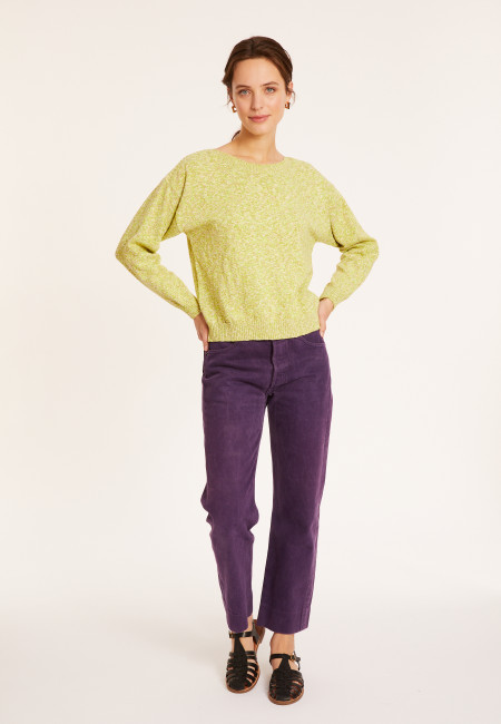 Mottled cotton sweater with boat neck - Mello