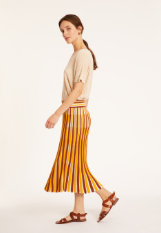 Three-colored pleated skirt in organic cotton - Merveille