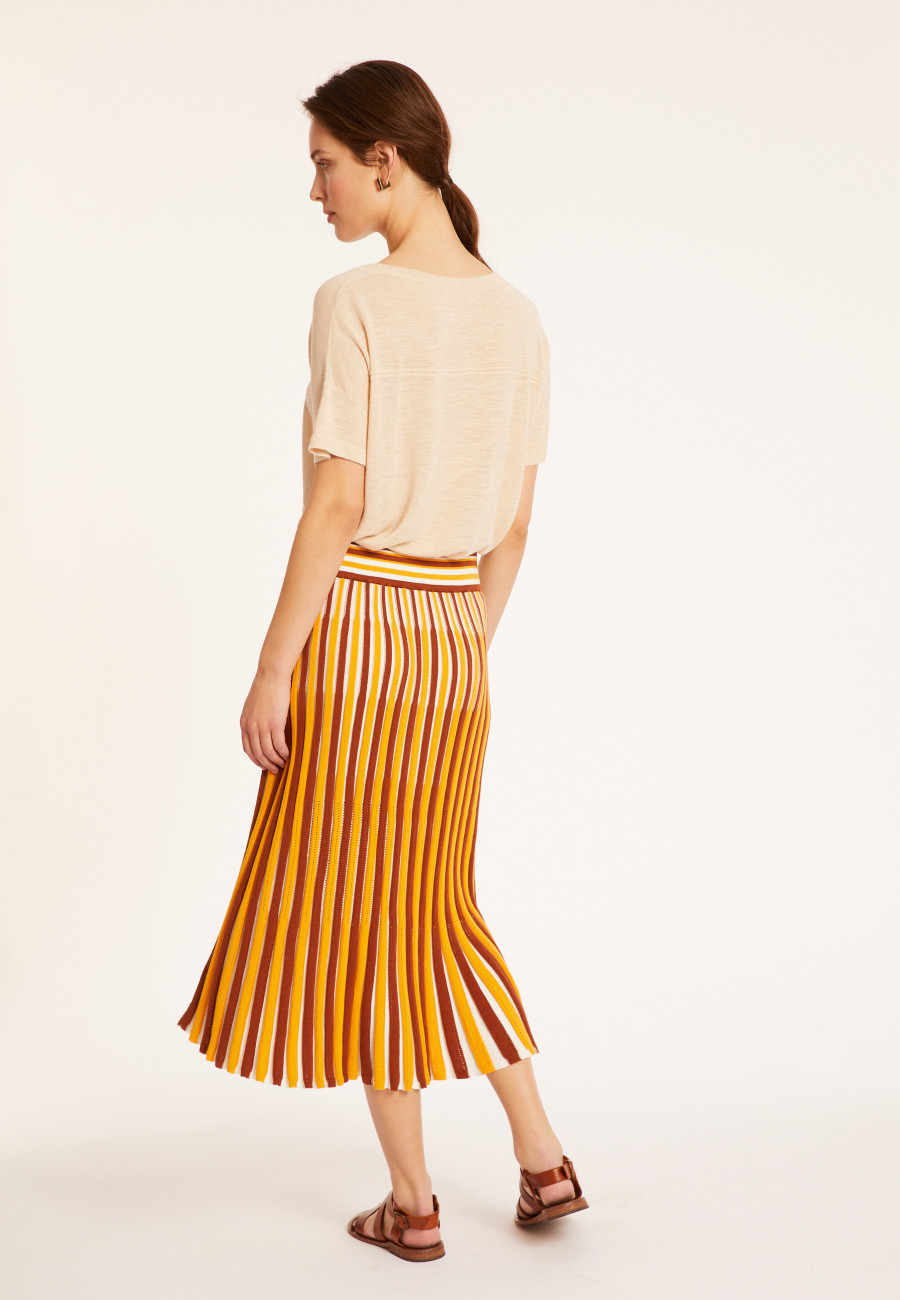Three-colored pleated skirt in organic cotton - Merveille
