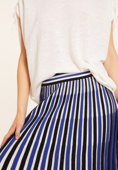 Three-colored pleated skirt in organic cotton - Merveille