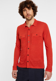 Flamed linen button-down shirt - Randy