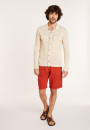 Chemise boutonnée en lin flammé - Randy 8020 ficelle - 12 Beige clair