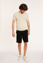 T-shirt col rond en lin flammé - Renaud 8020 ficelle - 12 Beige clair