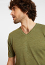 T-shirt col V en lin flammé - Reuben 8051 cactus - 83 Kaki