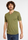 T-shirt col V en lin flammé - Reuben 8051 cactus - 83 Kaki