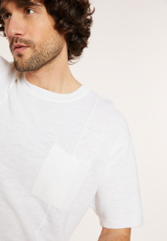 T-shirt ample en lin flammé - Deon 8001 ecru - 02 Blanc