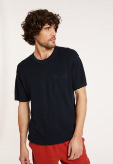 T-shirt ample en lin flammé - Deon 8040 marine - 05 Bleu marine