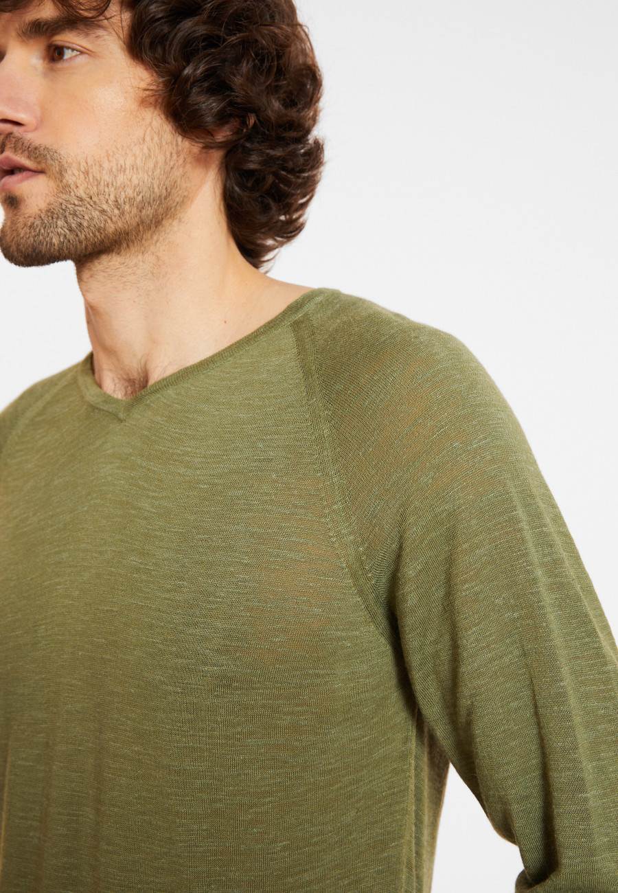 Slub linen t-shirt with raglan sleeves - Damon