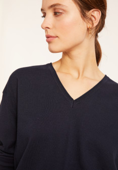 Pull ample col V en coton - Meve