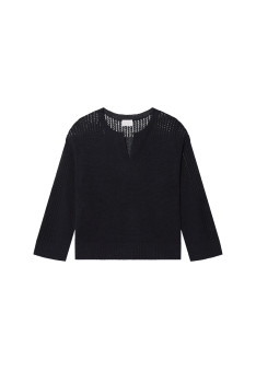 Loose linen sweater with openwork sleeves - Molene