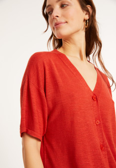 Flamed linen button-down t-shirt - Maddie