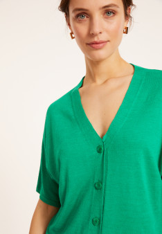 T-shirt boutonné en lin flammé - Maddie 8050 tilleul - 22 Vert moyen