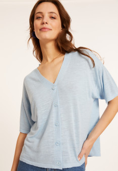 Flamed linen button-down t-shirt - Maddie
