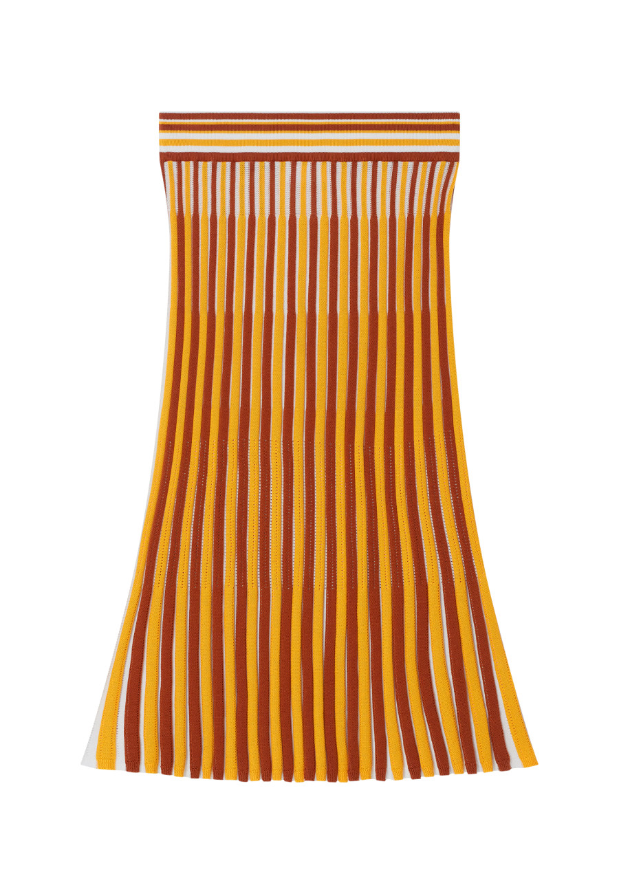 Jupe plissée tricolore en coton