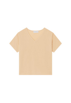 T-shirt ample col V en coton brossé - Maden
