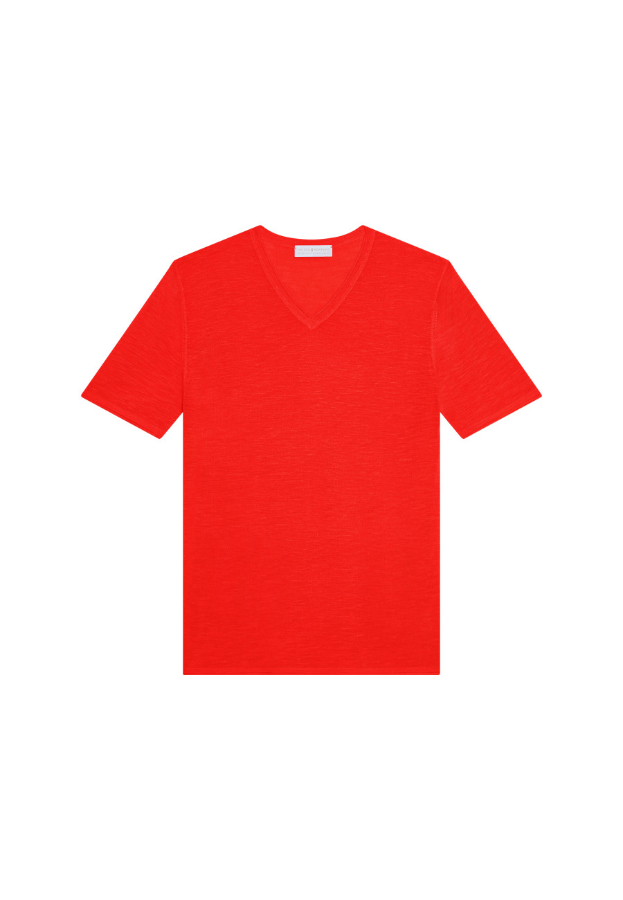 T-shirt col V en lin flammé - Reuben