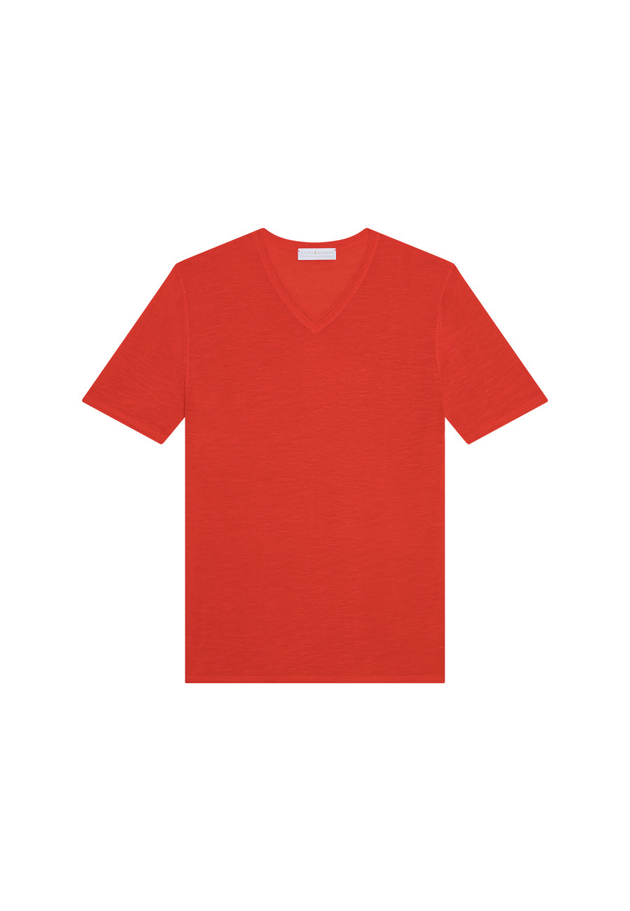 T-shirt col V en lin flammé - Reuben