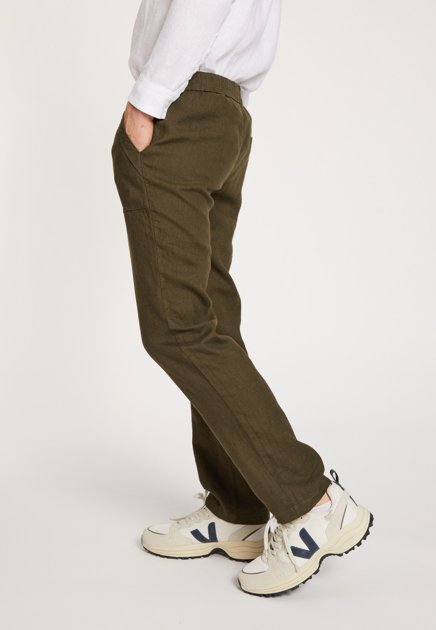 Pantalon à poches en lin - Dimitri 8051 cactus - 83 Kaki