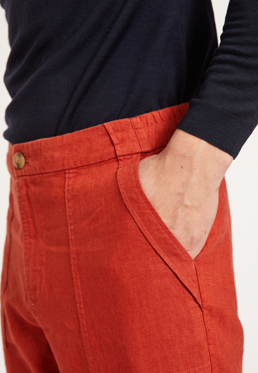 Pantalon à poches en lin - Dimitri 8081 epice - 20 Rouge foncé