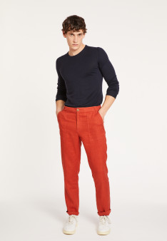 Pantalon à poches en lin - Dimitri 8081 epice - 20 Rouge foncé