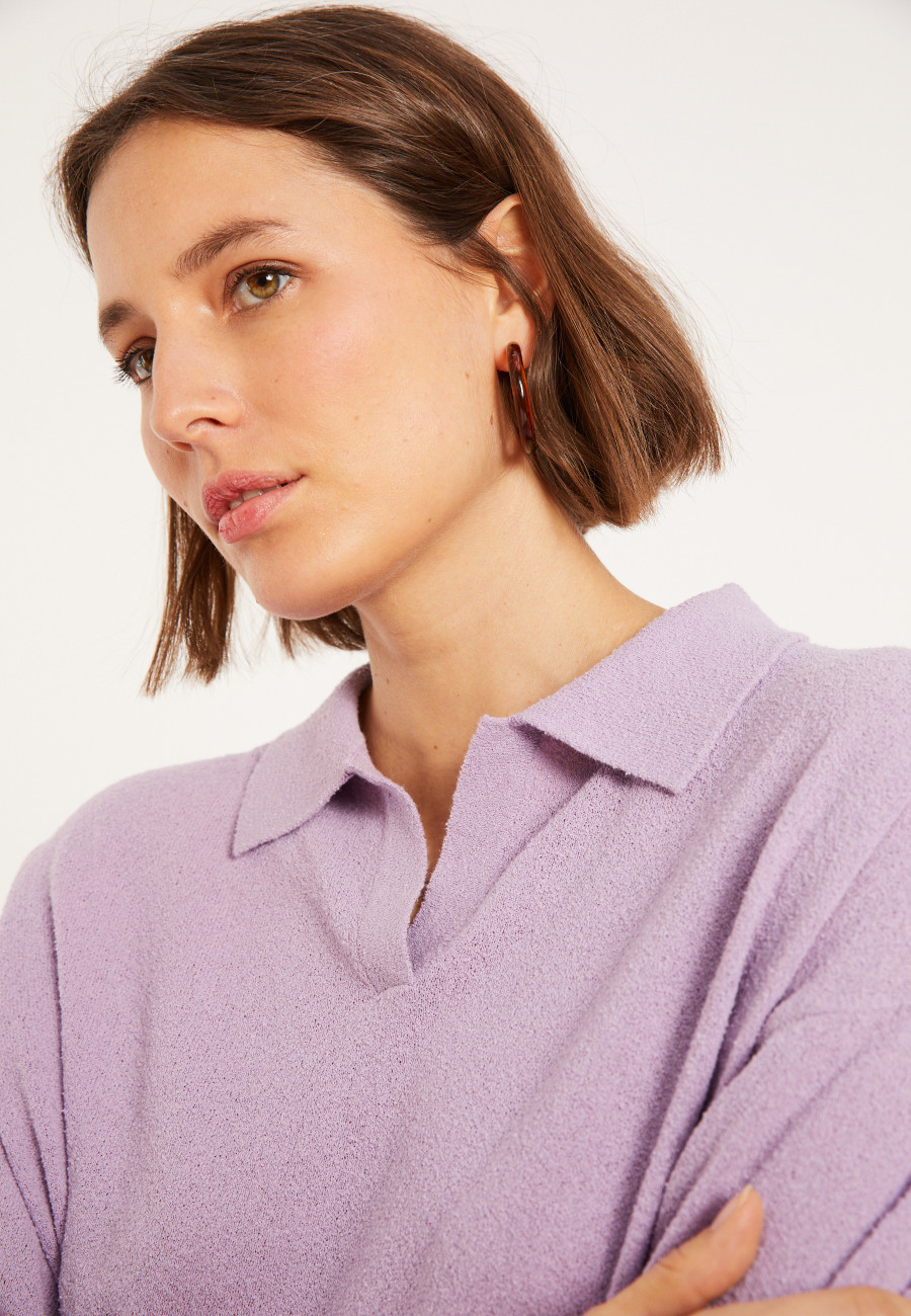 Long sleeve polo shirt in brushed cotton - Melvina