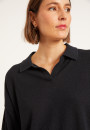 Polo manches longues en coton  brossé - Melvina 8010 noir - 01 Noir