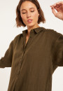 Robe longue col polo en lin - Valerie 8051 cactus - 83 Kaki