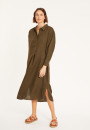 Robe longue col polo en lin - Valerie 8051 cactus - 83 Kaki