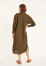 Robe longue col polo en lin - Valerie 8051 cactus - 83 Kaki