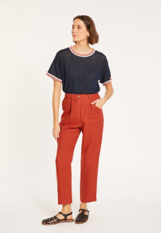 Pantalon à poches en lin - Victoire 8081 epice - 20 Rouge foncé