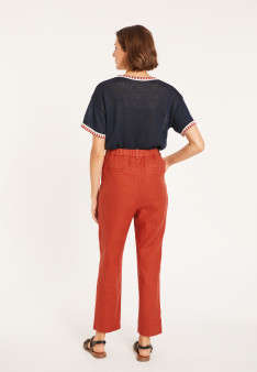 Pantalon à poches en lin - Victoire 8081 epice - 20 Rouge foncé