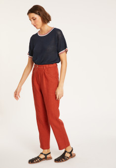 Pantalon à poches en lin - Victoire 8081 epice - 20 Rouge foncé