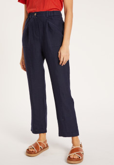 Pantalon à poches en lin - Victoire 8040 marine - 05 Bleu marine