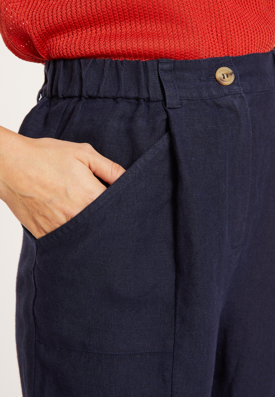 Pantalon à poches en lin - Victoire 8040 marine - 05 Bleu marine