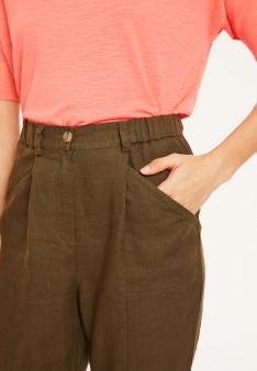 Pantalon à poches en lin - Victoire 8051 cactus - 83 Kaki