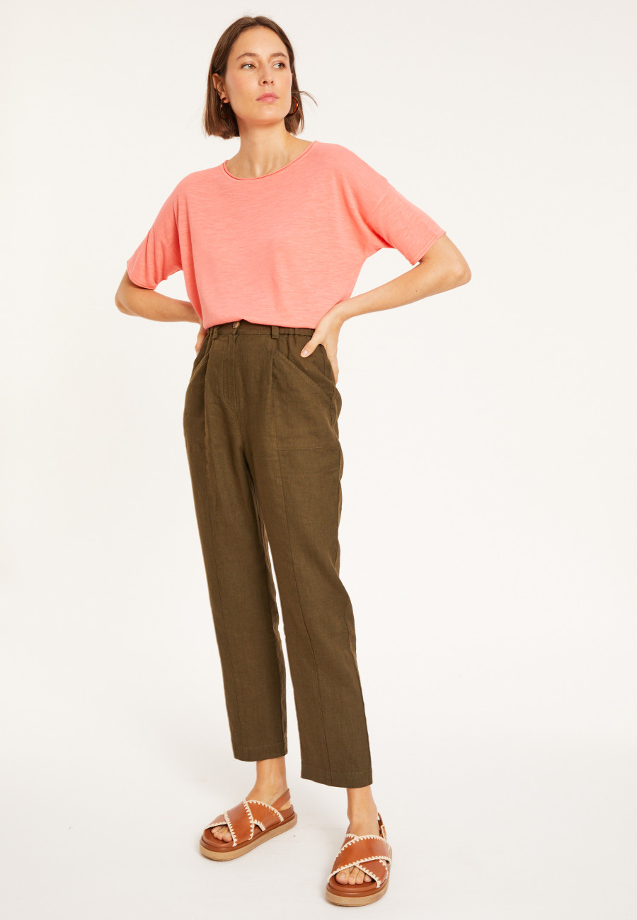 Pantalon à poches en lin - Victoire 8051 cactus - 83 Kaki