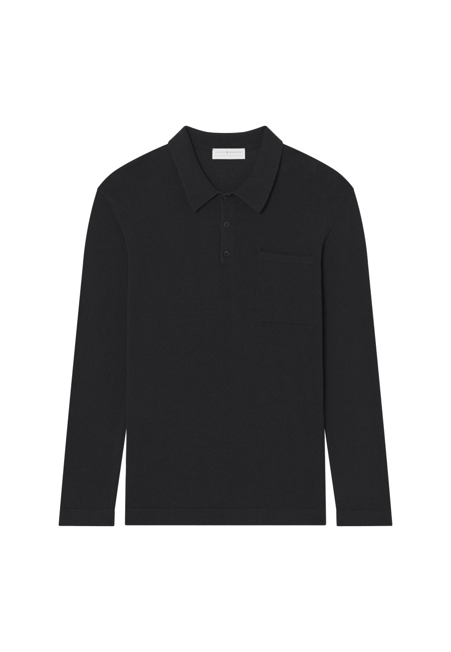 Brushed Cotton Long Sleeve Polo - Donovan
