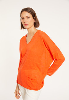  T-shirt ample en lin flammé - Balou 8071 papaye - 15 Orange